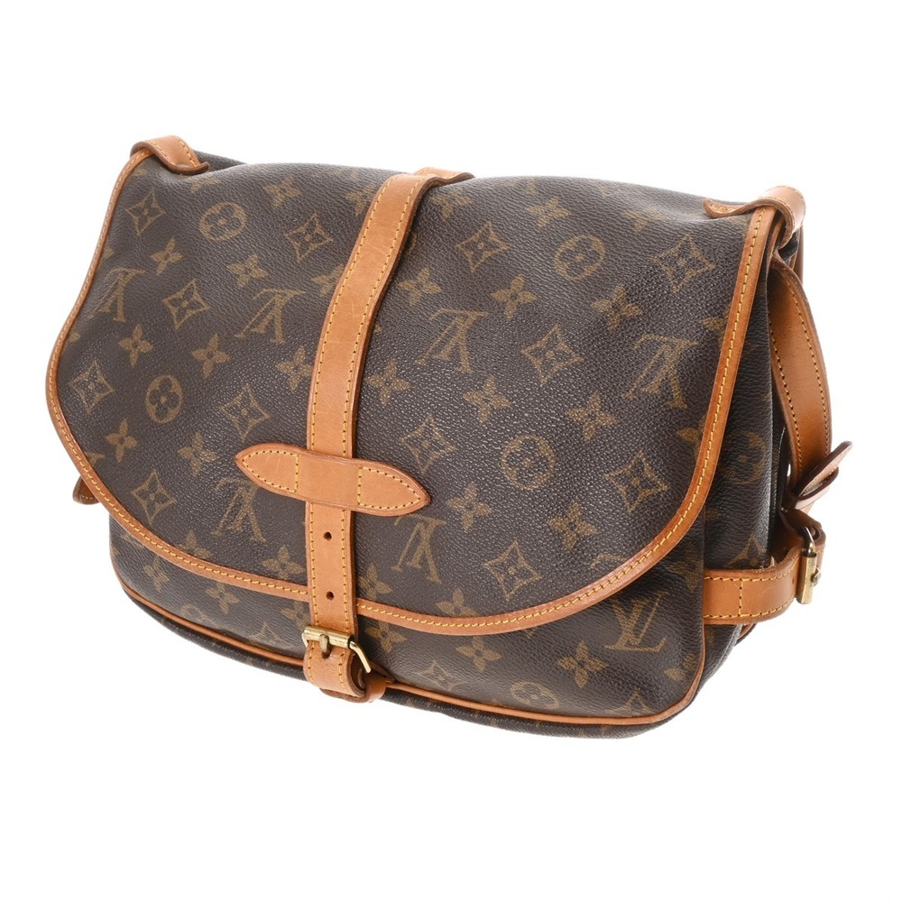 Louis Vuitton Brown Canvas Monogram Bag Shoulder Saumur